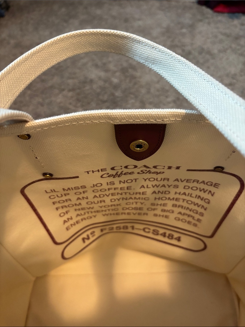Coach Cream Canvas Tote with Maroon Coffee Shop Graphic Coffee Shop - Picture 3 of 6